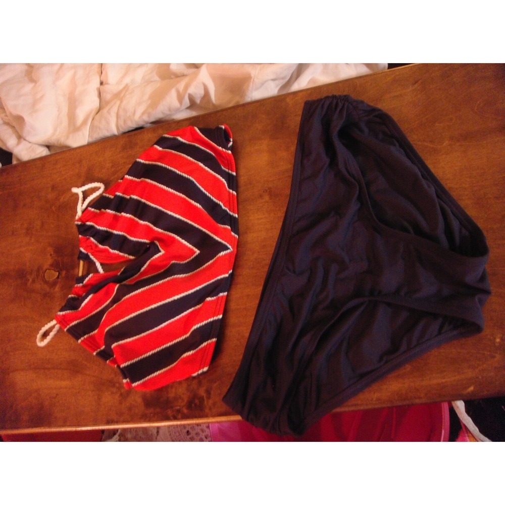 Michael Michael Kors bikini Nautical Rugby Rope accent top L bottom M red navy